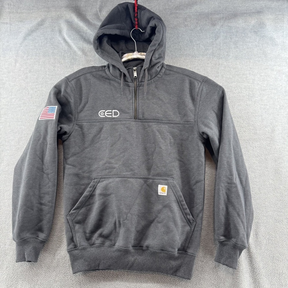 Carhartt Jacket Women's Gray S Rain Defender Loose Fit Quarter-Zip Hoodie